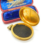 Large Victorian 9ct Yellow Gold Back & Forget-Me-Not Front Floral Locket Antique c1890
