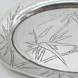 Chinese Export 'Tuckchong' Sterling Silver Bamboo Pattern Dish Antique c1930