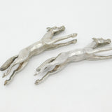 Pair of Cast Britannia Grade Silver Galloping Horse Knife Rests Antique c1930