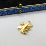 14ct Yellow Gold Skiing Skis & Poles Charm Pendant Vintage c1970