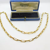 14ct Yellow Gold Trombone Link Chain Necklace Vintage c1970 22" Length