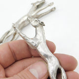 Pair of Cast Britannia Grade Silver Galloping Horse Knife Rests Antique c1930