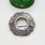 Victorian Sterling Silver Montrose Agate Floral Kilt Brooch Antique c1860