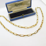 14ct Yellow Gold Trombone Link Chain Necklace Vintage c1970 22" Length