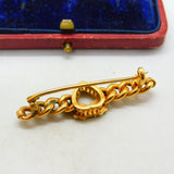 15ct Yellow Gold, Turquoise & Seed Pearl Heart Knot Sweetheart Brooch Antique