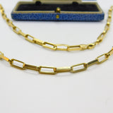 14ct Yellow Gold Trombone Link Chain Necklace Vintage c1970 22" Length
