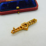 15ct Yellow Gold, Turquoise & Seed Pearl Heart Knot Sweetheart Brooch Antique