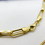 14ct Yellow Gold Trombone Link Chain Necklace Vintage c1970 22" Length