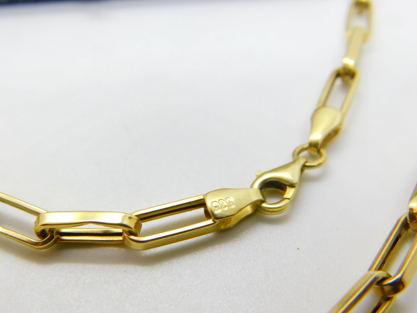 14ct Yellow Gold Trombone Link Chain Necklace Vintage c1970 22" Length