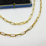 14ct Yellow Gold Trombone Link Chain Necklace Vintage c1970 22" Length