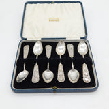 20th Century Boxed Chinese Export Sterling Silver Teaspoons Antique c1930