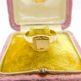 9ct Yellow Gold Gents Square Signet Ring Vintage 1976 London Size U 1/2 UK