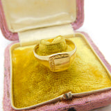 9ct Yellow Gold Gents Square Signet Ring Vintage 1976 London Size U 1/2 UK