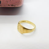 9ct Yellow Gold Gents Square Signet Ring Vintage 1976 London Size U 1/2 UK