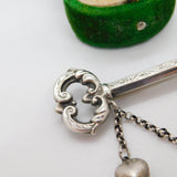 Victorian Sterling Silver Faith, Hope, Charity Key Sweetheart Brooch Antique