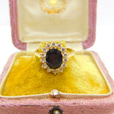 18ct Yellow Gold, Sapphire & Diamond Paste Floral Cluster Ring Vintage c1970