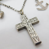 Victorian Sterling Silver Faith, Hope, Charity Key Sweetheart Brooch Antique