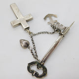 Victorian Sterling Silver Faith, Hope, Charity Key Sweetheart Brooch Antique