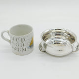 Art Deco Sterling Silver Crescent Man in the Moon Christening Bowl Antique