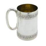 Victorian Sterling Silver Floral Pattern Pint Tankard Mug Antique 1878 London