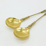 Dutch Pair of Victorian Sterling Silver Gilt Anointing Spoons 1859 Amsterdam