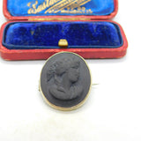 Regency Grand Tour Period Sterling Silver & Carved Basalt Cameo Antique c1830 Georgian
