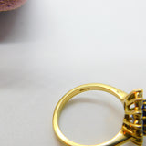 18ct Yellow Gold, Sapphire & Diamond Paste Floral Cluster Ring Vintage c1970