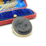 Regency Grand Tour Period Sterling Silver & Carved Basalt Cameo Antique c1830 Georgian