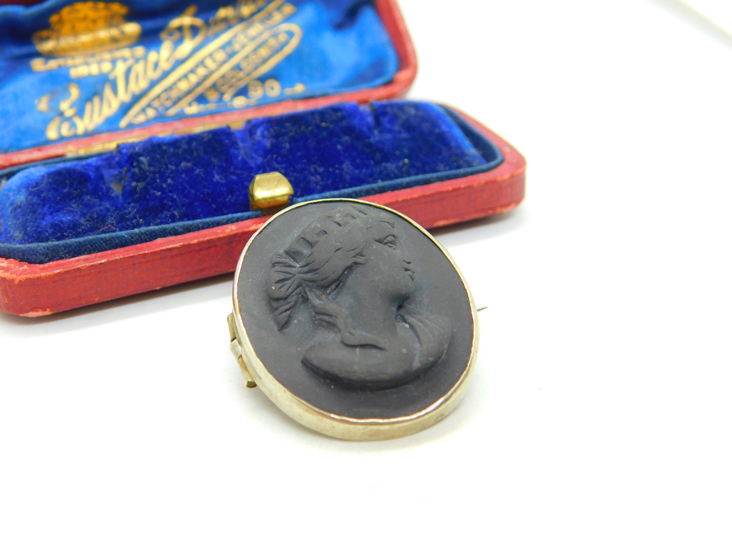 Regency Grand Tour Period Sterling Silver & Carved Basalt Cameo Antique c1830 Georgian