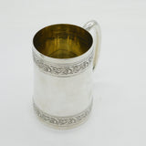 Victorian Sterling Silver Floral Pattern Pint Tankard Mug Antique 1878 London