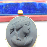 Regency Grand Tour Period Sterling Silver & Carved Basalt Cameo Antique c1830 Georgian