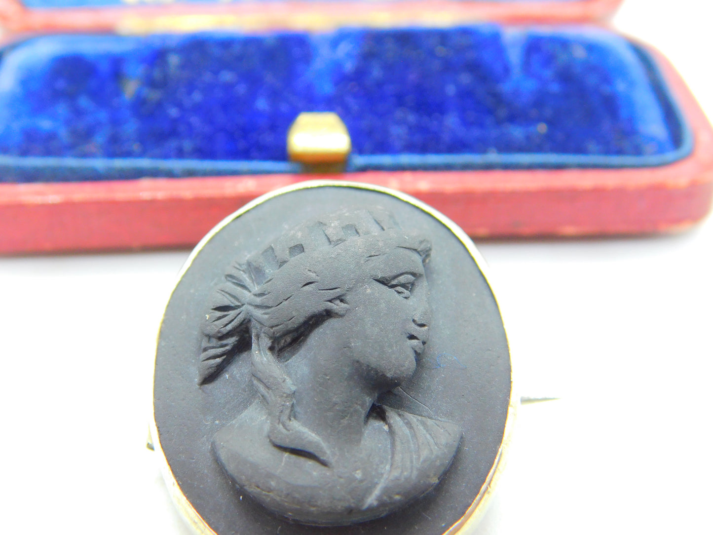 Regency Grand Tour Period Sterling Silver & Carved Basalt Cameo Antique c1830 Georgian