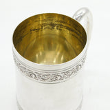 Victorian Sterling Silver Floral Pattern Pint Tankard Mug Antique 1878 London