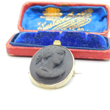 Regency Grand Tour Period Sterling Silver & Carved Basalt Cameo Antique c1830 Georgian