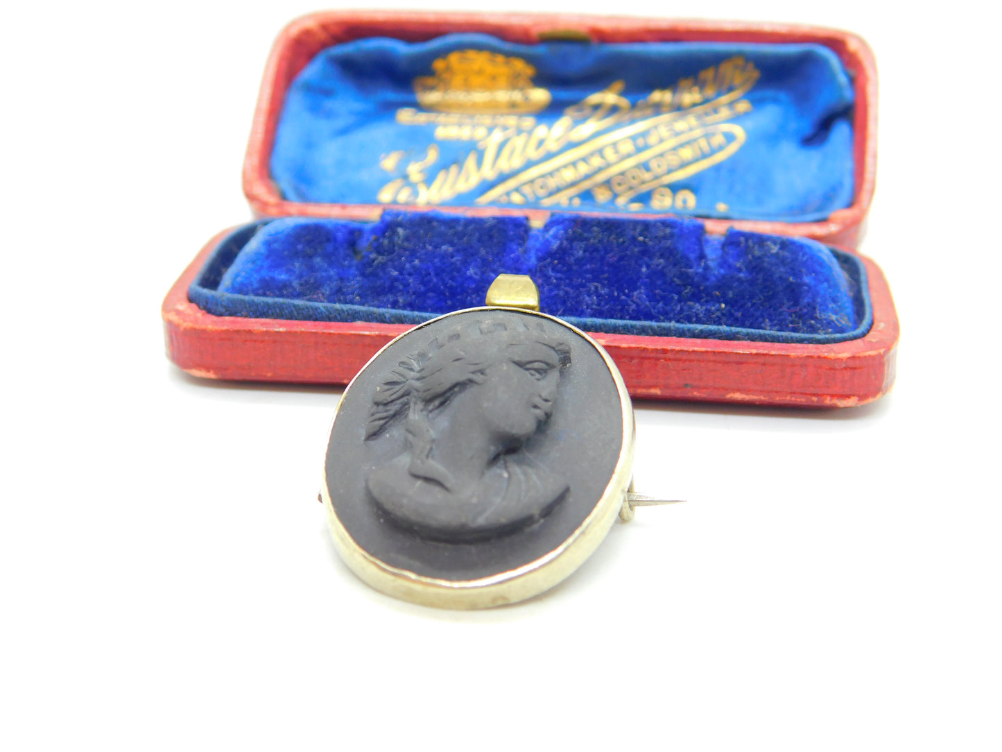 Regency Grand Tour Period Sterling Silver & Carved Basalt Cameo Antique c1830 Georgian