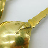 Dutch Pair of Victorian Sterling Silver Gilt Anointing Spoons 1859 Amsterdam