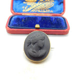 Regency Grand Tour Period Sterling Silver & Carved Basalt Cameo Antique c1830 Georgian