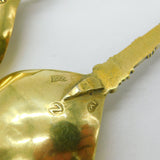 Dutch Pair of Victorian Sterling Silver Gilt Anointing Spoons 1859 Amsterdam