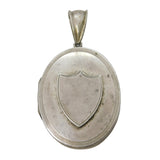 Victorian Sterling Silver Shield Form Sweetheart Locket Pendant Antique c1880