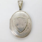 Victorian Sterling Silver Shield Form Sweetheart Locket Pendant Antique c1880