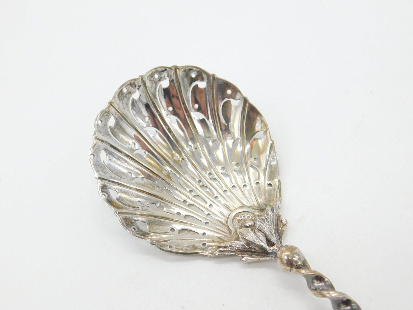 Victorian Sterling Silver Art Nouveau Shell Pattern Caster Spoon 1899 London