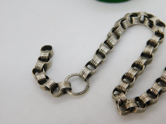 Victorian Sterling Silver Fancy Link Albertina Watch Chain Antique c1880