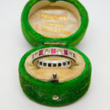 9ct Bi-Colour Gold, Ruby & Spinel Set Eternity Ring Vintage c1970 Size L 1/2 UK