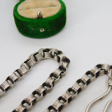 Victorian Sterling Silver Fancy Link Albertina Watch Chain Antique c1880