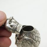 Edwardian Sterling Silver Novelty Parrot Form Spice Box Antique 1904 London