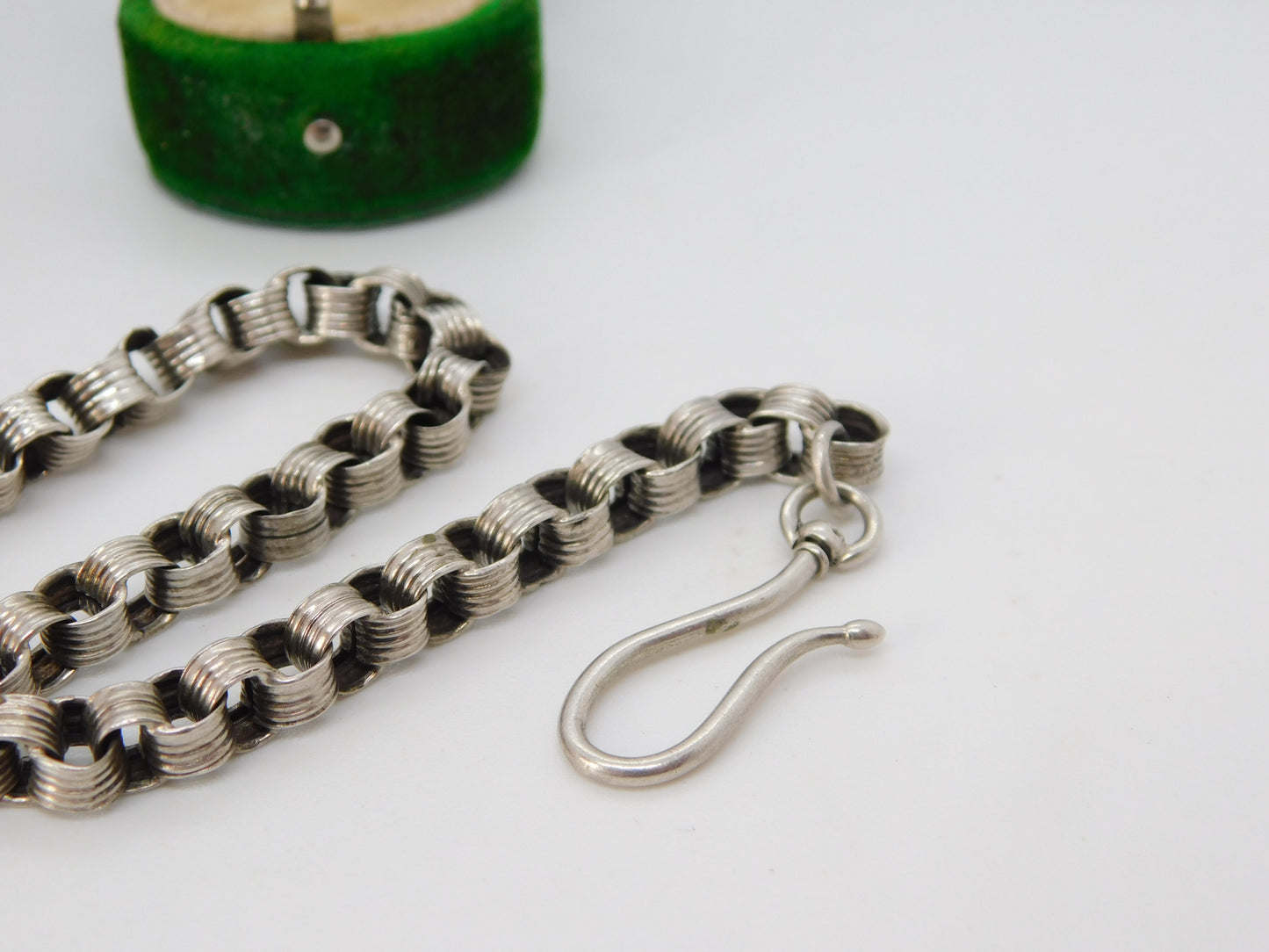 Victorian Sterling Silver Fancy Link Albertina Watch Chain Antique c1880