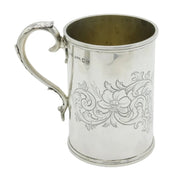 Scottish Victorian Sterling Silver Floral Pattern Tankard Mug Antique Edinburgh