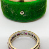 9ct Bi-Colour Gold, Ruby & Spinel Set Eternity Ring Vintage c1970 Size L 1/2 UK