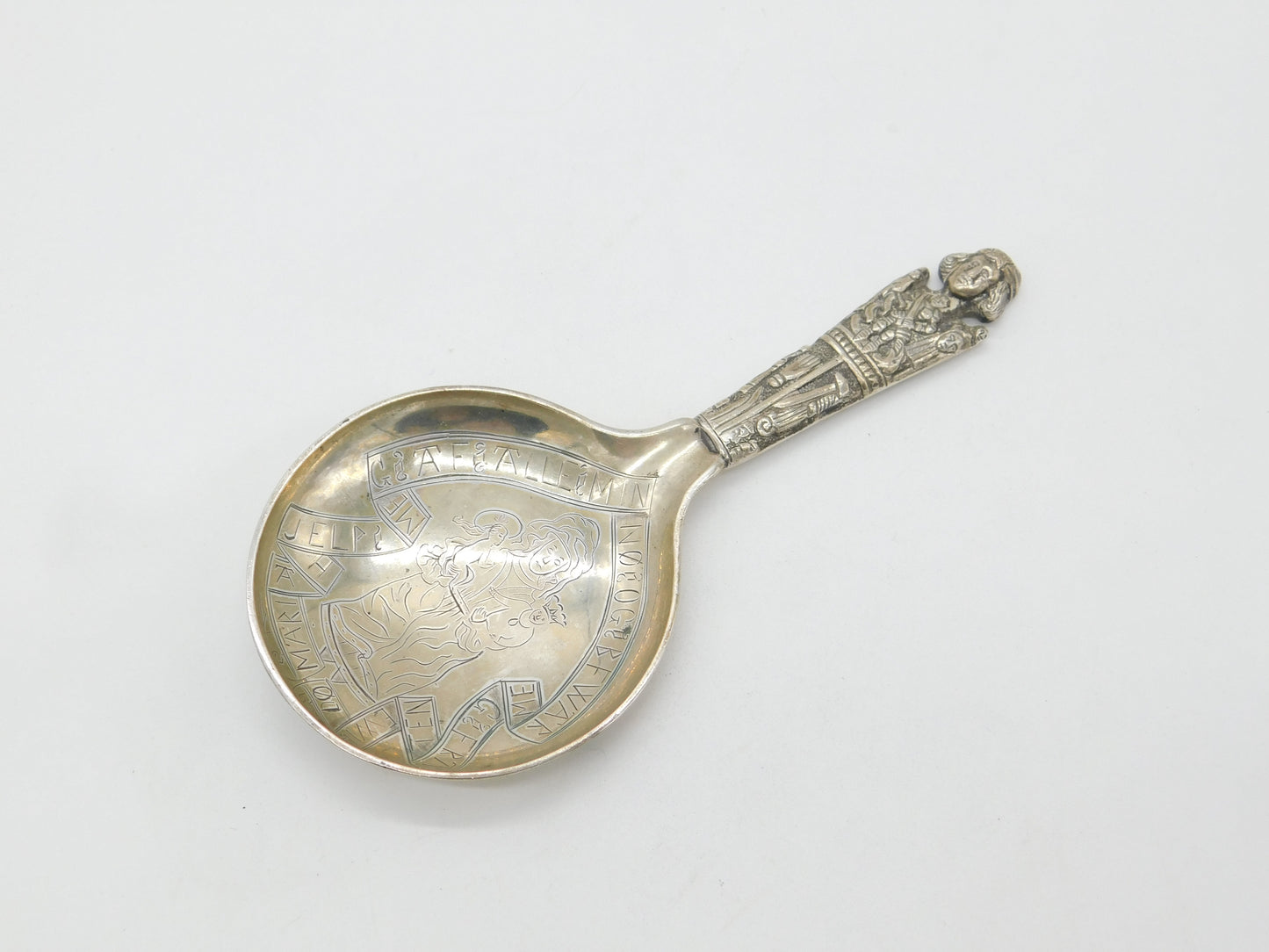 Danish Victorian Sterling Silver Religious Anointing Spoon 1885 Simon Groth