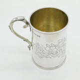 Scottish Victorian Sterling Silver Floral Pattern Tankard Mug Antique Edinburgh